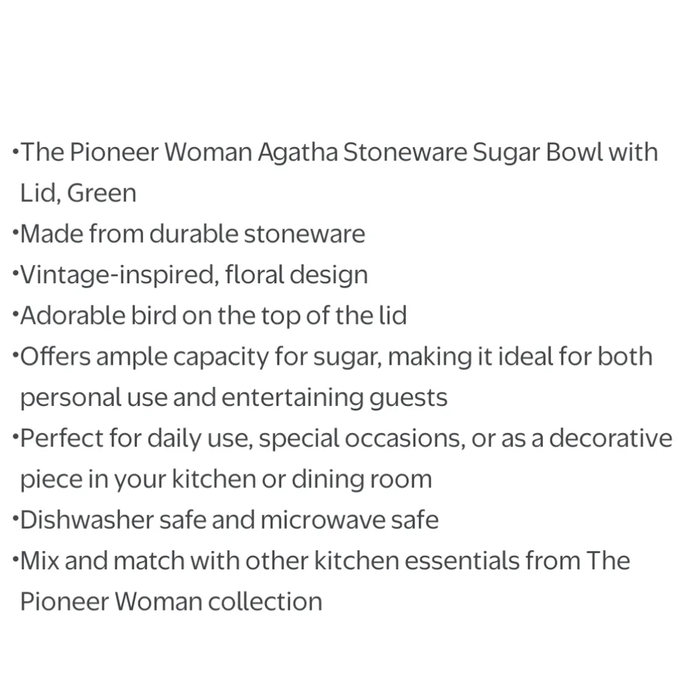 💜 New Pioneer Woman Agatha Green and White Serveware Sugar Bowl With Lid